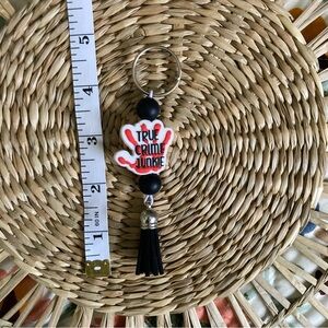 True Crime Junkie Silicone Bead Keychain